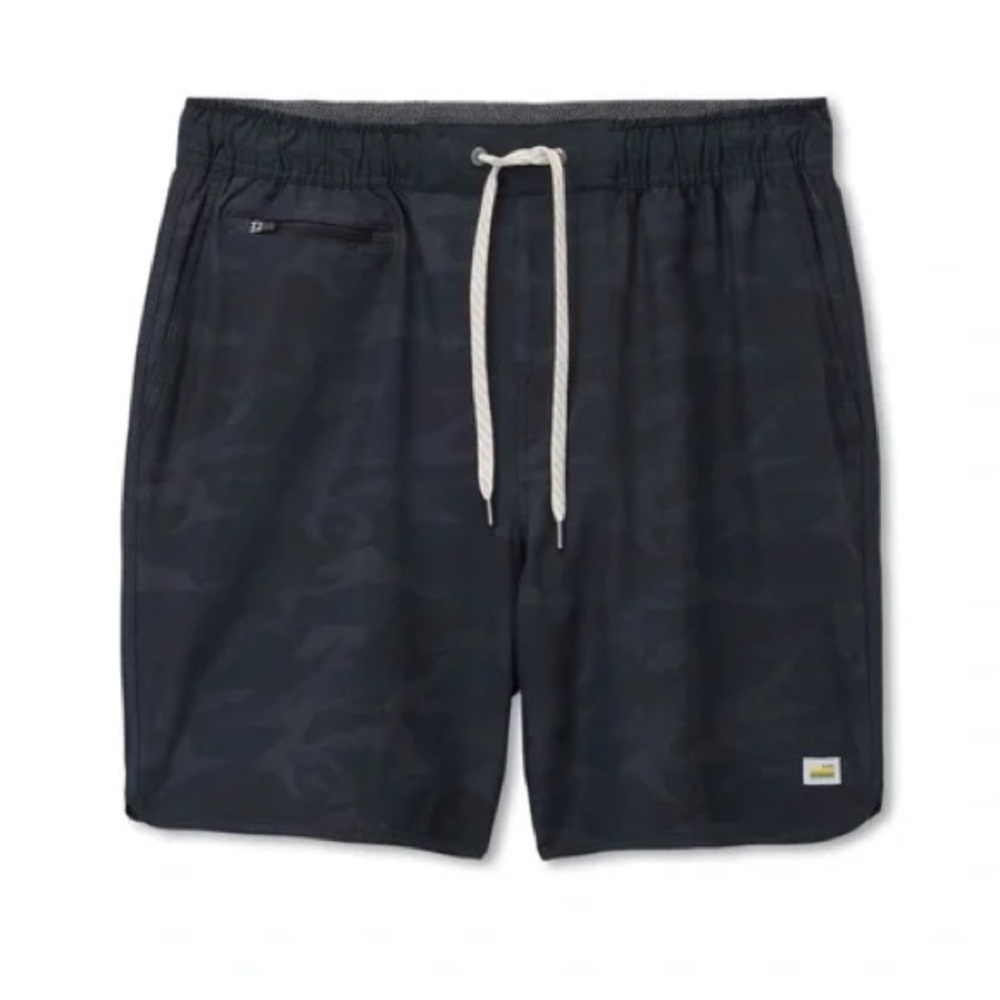 Vuori (Large) Men’s “Banks” Black Camo Tie Waist Athletic Shorts Gym/Workout